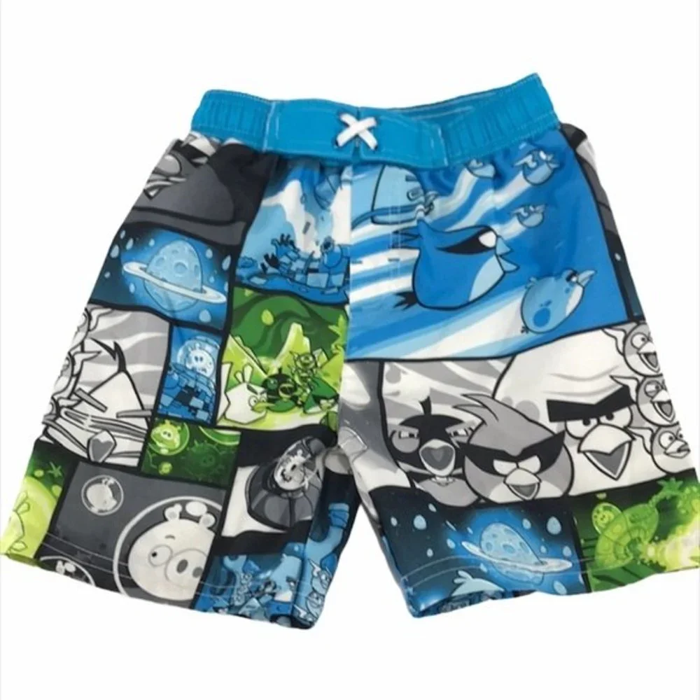 Angry Birds Space Theme Swim Trunks, Green, Blue